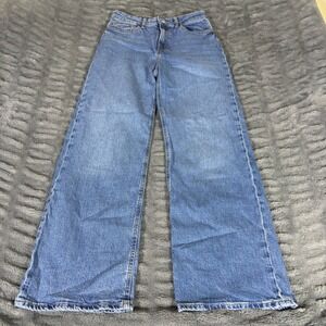 HM Women Blue Wide Leg High Waist Jeans Size 6 Medium Wash Denim AQ695
